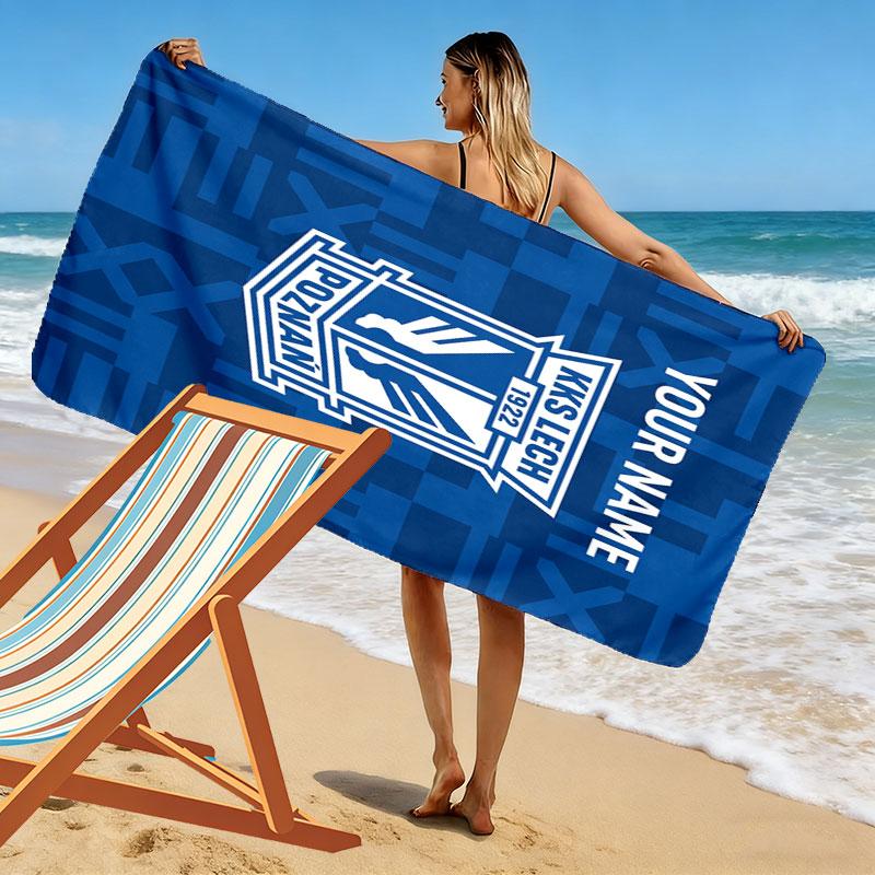 Custom KKS Lech Poznań Print Beach Towel, Large Soft Quick Dry Towel for Beach Camping Swimming