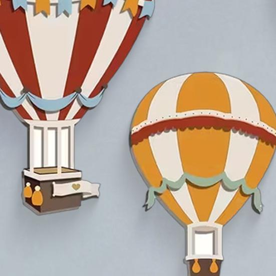 3Pcs Wooden Hot Air Balloon Wall Art Hand-Painted Rustic Hanging Decor for Bedroom Classroom Christmas Cute Nursery Ornament Boho Home Accent
