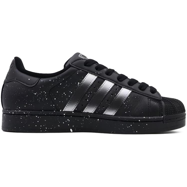 adidas Originale SUPERSTAR Abriebfeste Niedrige Skateboard-Schuhe Unisex Schwarz Silber JI0079(Team91- )
