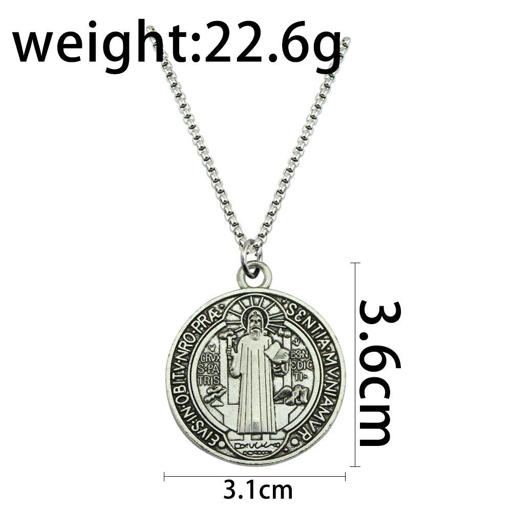 Collana con ciondolo a medaglione di San Benedetto cattolico, lega, collane girocollo San Benito Collares, regalo creativo all'ingrosso