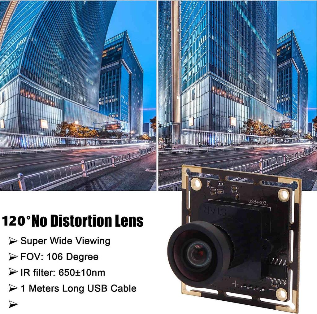 Cámara Web USB 4K ELP con CMOS IMX415 Micro 110 Grados Módulo de Cámara USB Plug and Play para Windows Linux Mac Android Lente Libre de Distorsión,