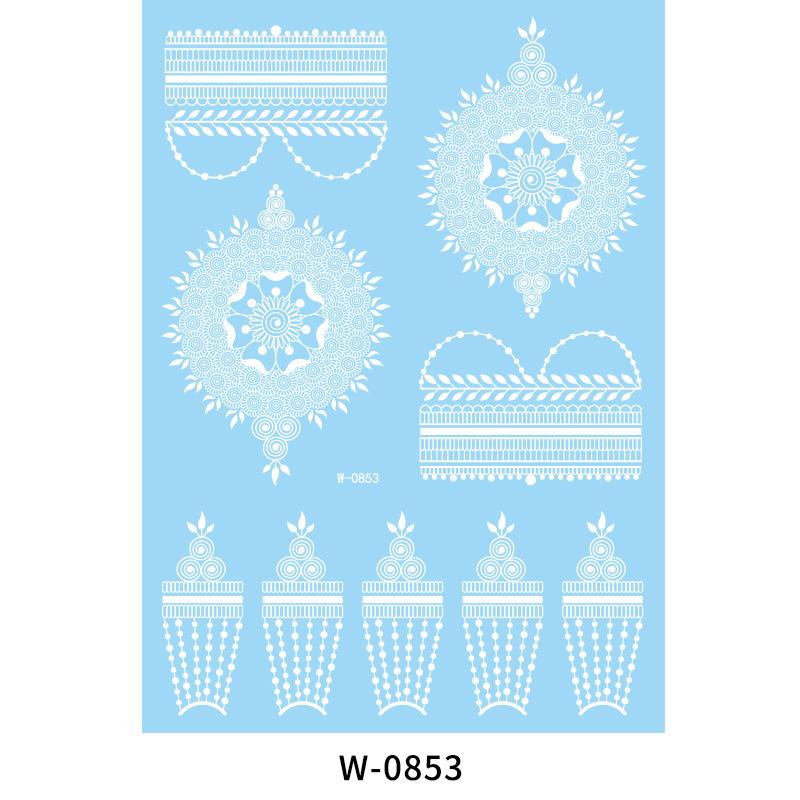 Beauty Sticker White Lace Tattoo Sticker Indian Temporary Tattoo Waterproof Tattoo Sticker