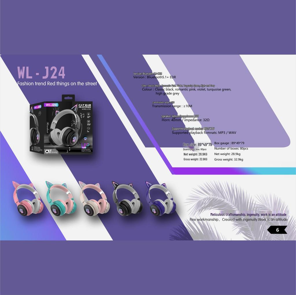 Cat Ear Luminous Bluetooth Headphones for Kids - Universal Compatibility