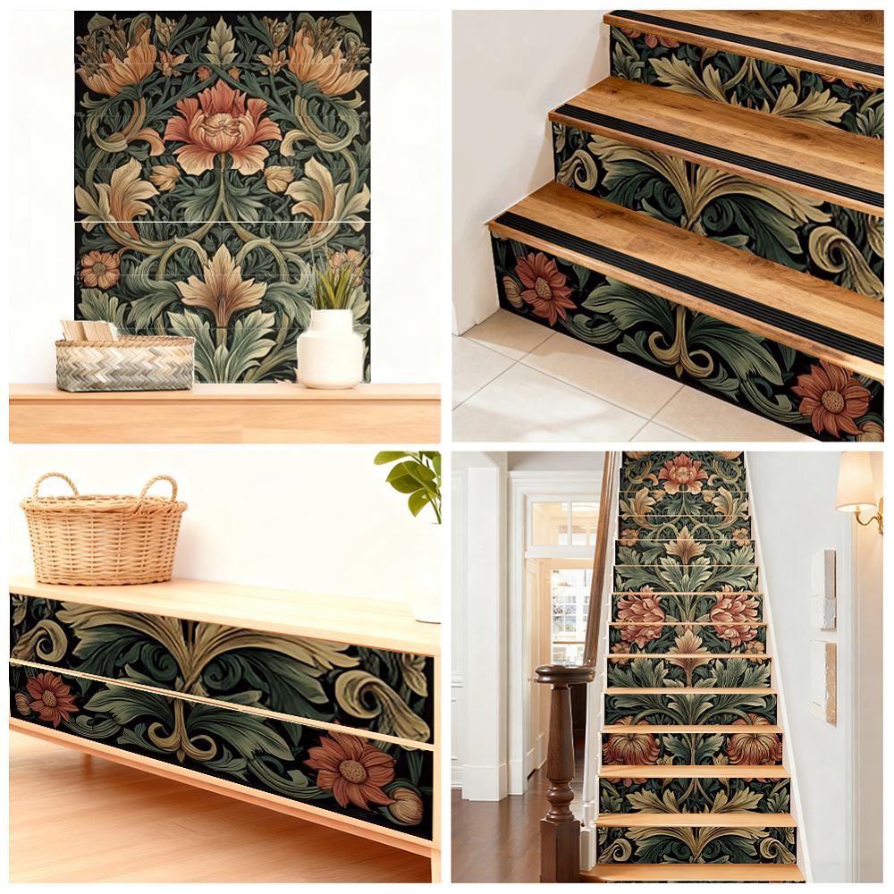 15Pcs PVC Plastic Self-Adhesive Stairs Stickers Waterproof Backsplash Tile Decals Rectangle Coffee 1000x180mm