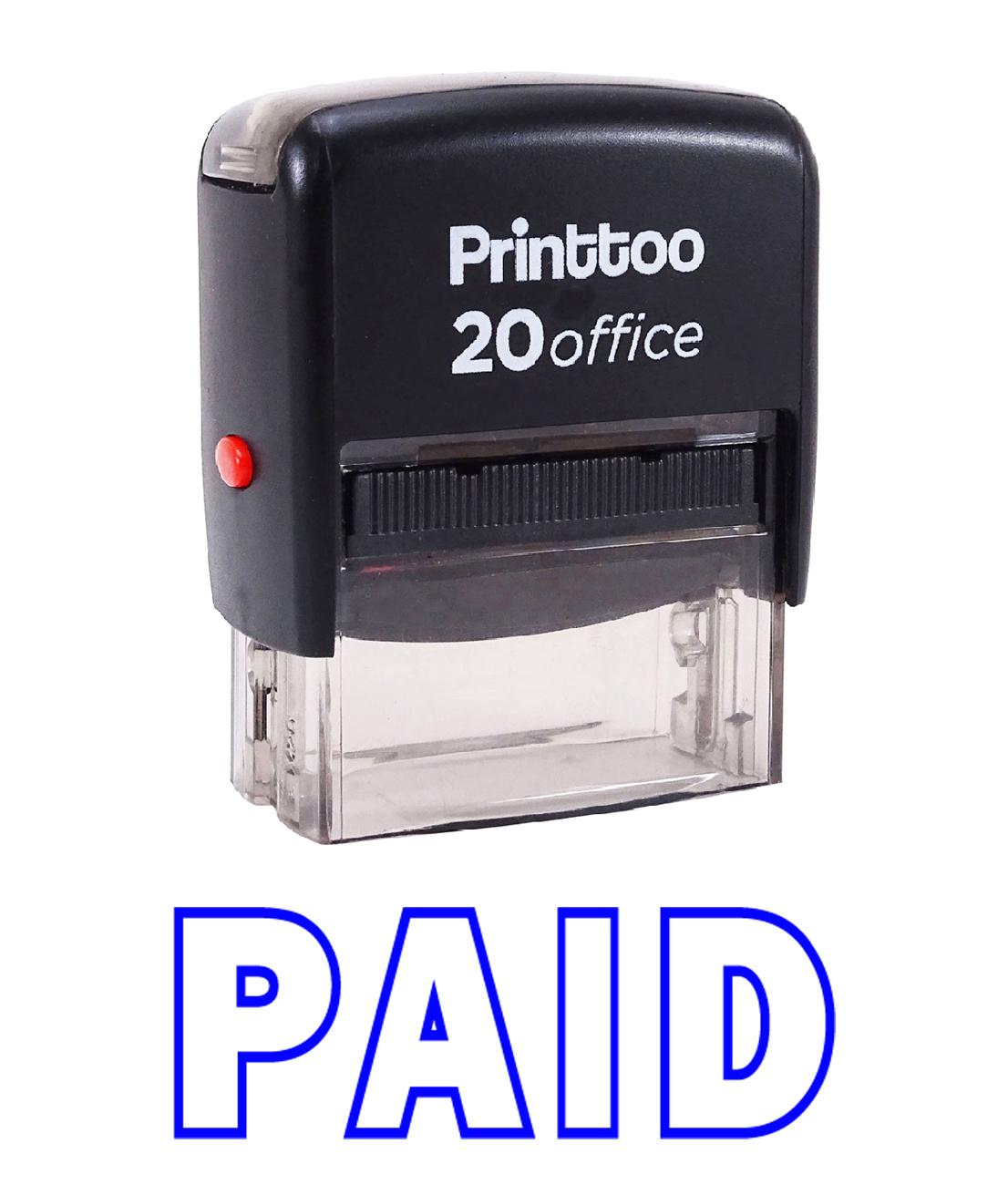 

Printtoo Rubber Stamp Office Stationary PAID Self Inking Custom Stamp-Black 14 mm x 38 mm (Approx) синій