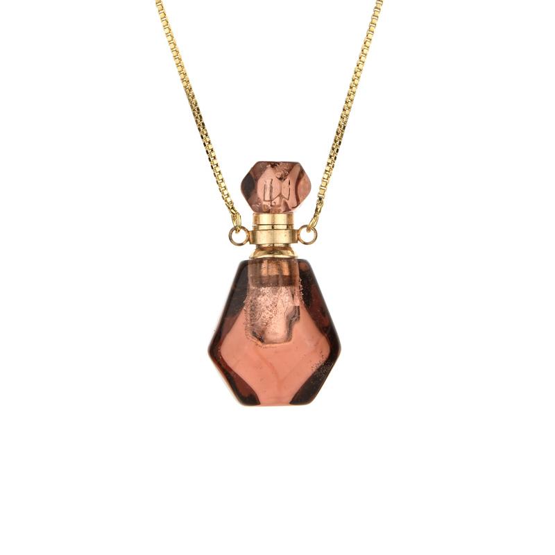 Crystal Perfume Bottle Pendant Necklace Aromatherapy Essential Oil Natural Stone Perfume Bottle Pendant Necklace
