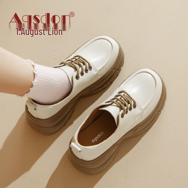 Women s Retro British Style Lace-up Loafers 36