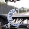 Creative Acrylic Pet Dog Car Rearview Mirror Accessories Pendant Decoration Moon-shaped Christmas Tree Ornament
