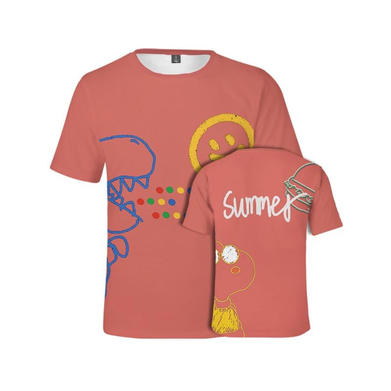 Мужская футболка с 3D-печатью, разноцветный узор, короткий рукав, круглый вырез, повседневная футболка S