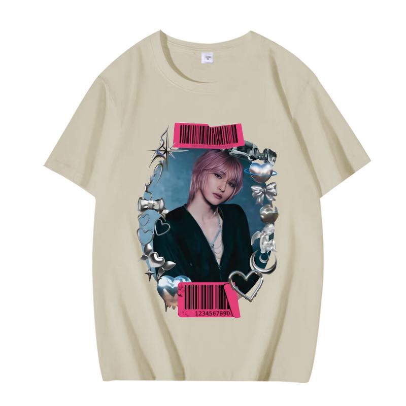 K-pop Seonghwa ATEEZ T-shirt män kvinnor Oversized 100% Bomull mode streetwear kortärmad Sommar tryck grafik Unisex toppar