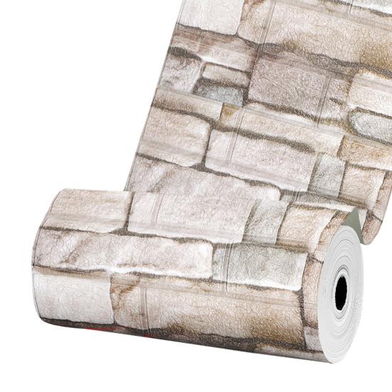 

1 рулон обоев с кирпичным узором, самоклеящиеся винтажные настенные наклейки, легко отклеивающиеся и приклеивающиеся водонепроницаемые грязеотталкивающие обои для стен гостиной 5m серый/белый