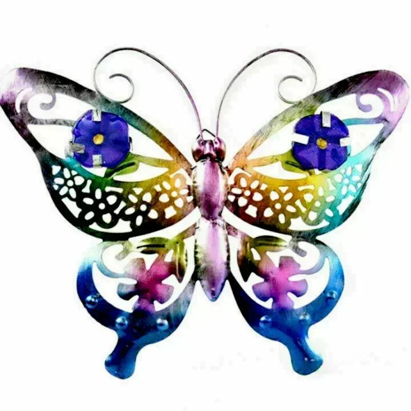 Metal 3D Butterfly Home Decor Outdoor Statue Garden Large Wall Art Fence Creative Sculpture Ornament Gift Garden Accessories