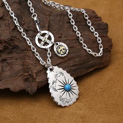 S925 Sterling Silber Schmuck Mode Takahashi Goro Einfache Türkis Tag Handgemachte Thai Silber Männer und Frauen Anhänger