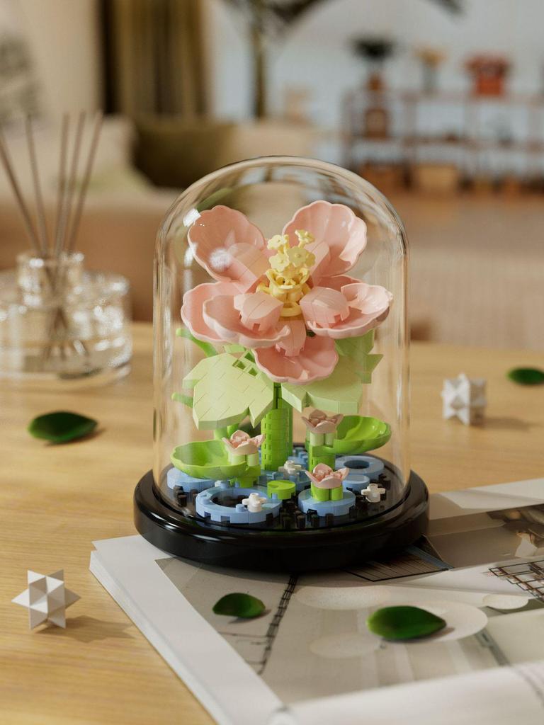 Hibiskusblüten-Bausteine – kompatibel mit Lego, lustiges Zusammenbauspielzeug für Kinder, ideal für den Valentinstag