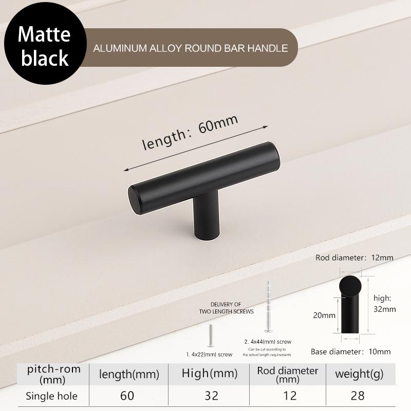 

Черные ручки для кухонных шкафов, мебельные ручки для дверей шкафов, серебристые мебельные ручки, ручки для ящиков, ручки-стержни из алюминиевого сплава 1pcs