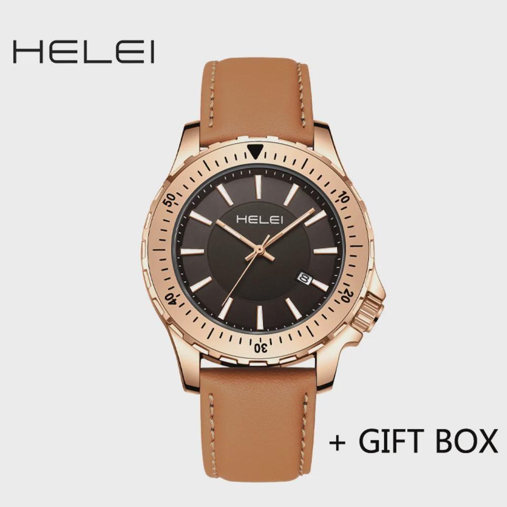 

HELEI Модные спортивные кварцевые часы Дата Магнитный силиконовый светящийся ремешок Мужские кожаные наручные часы оранжевый