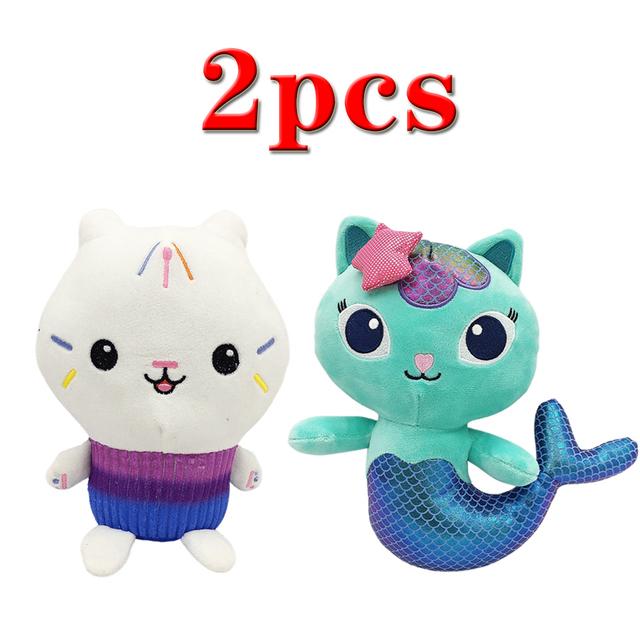 25cm 7-teiliges Gabby's Puppenhaus Plüschtier Zeichentrick-Stofftier Meerjungfrauenkatze Meerjungfrauen-Plüschpuppe Weihnachtsgeschenk für Kinder