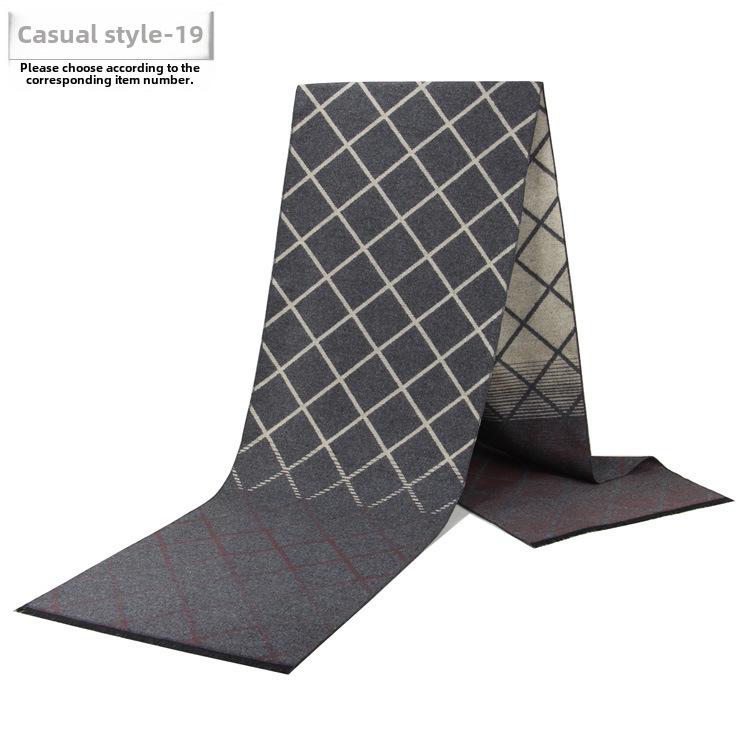 Men's Autumn & Winter Plaid Imitation Cashmere Scarf - Warm & Thick Custom Design