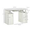 Computer desk, computer desk 120 x 55 cm with keyboard tray, 3 drawers, for bedroom, home, white