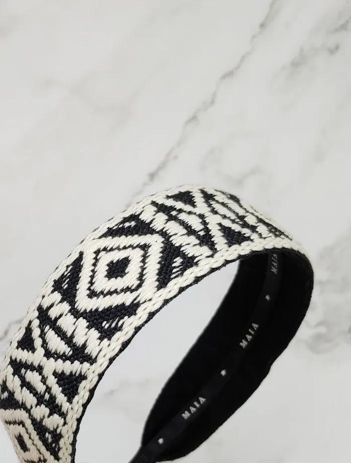 Maia Geometric Pattern Headband - Black A