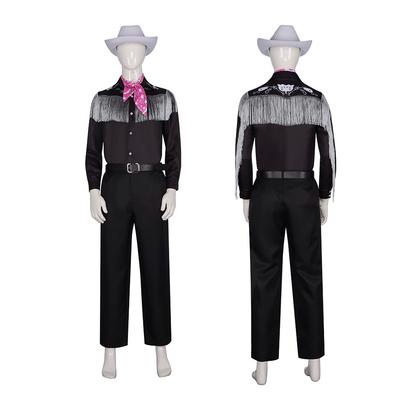 Ken Cosplay Kostüm mit Hut Cowboy mit Schal Western Langarm Fransenhemd Halloween Cosplay für Herren B