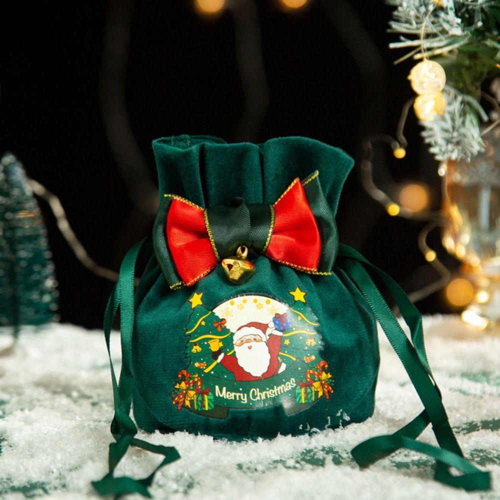 

Snowman Drawstring Gift Bags Santa Claus Sacks Christmas Tree Decoration Childrens Kids green-1