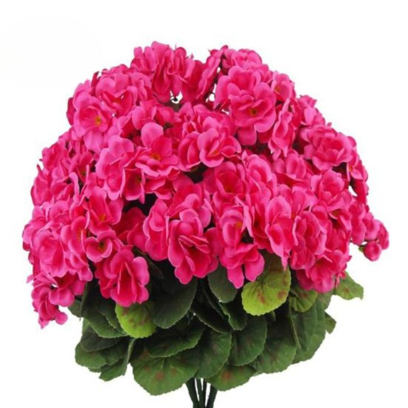 Ramo de begonias artificiales reutilizables para decoración de bodas y fiestas, flores falsas para el hogar, el interior, el jardín y el porche.
