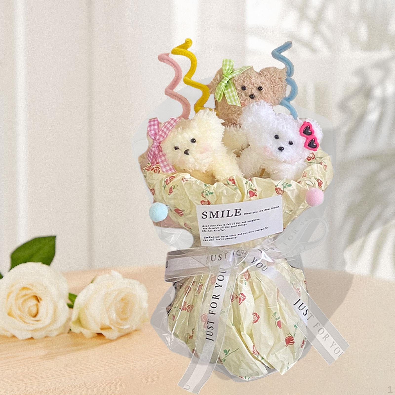 

Букет из собак Ручная работа Портативный Милый Креативный Декор Мягкие Игрушки со Светом для Женщин Мамы бежевый