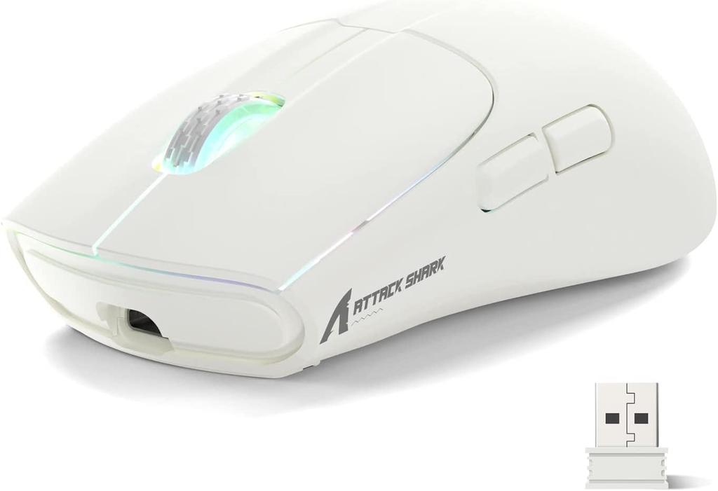 MAMBASNAKE X ATTACK SHARK X5 Gaming 3 PixArt3212 RGB Ergonomic Compatible with Vista Dealer White Mouse, Ultra-lightweight 53g, Wireless, Modes,