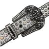 Skull Buckle Water Diamond European and American Men Hip-hop Punk Belt Personalized Fashion Versatile Belt Women Full Diamond Belt