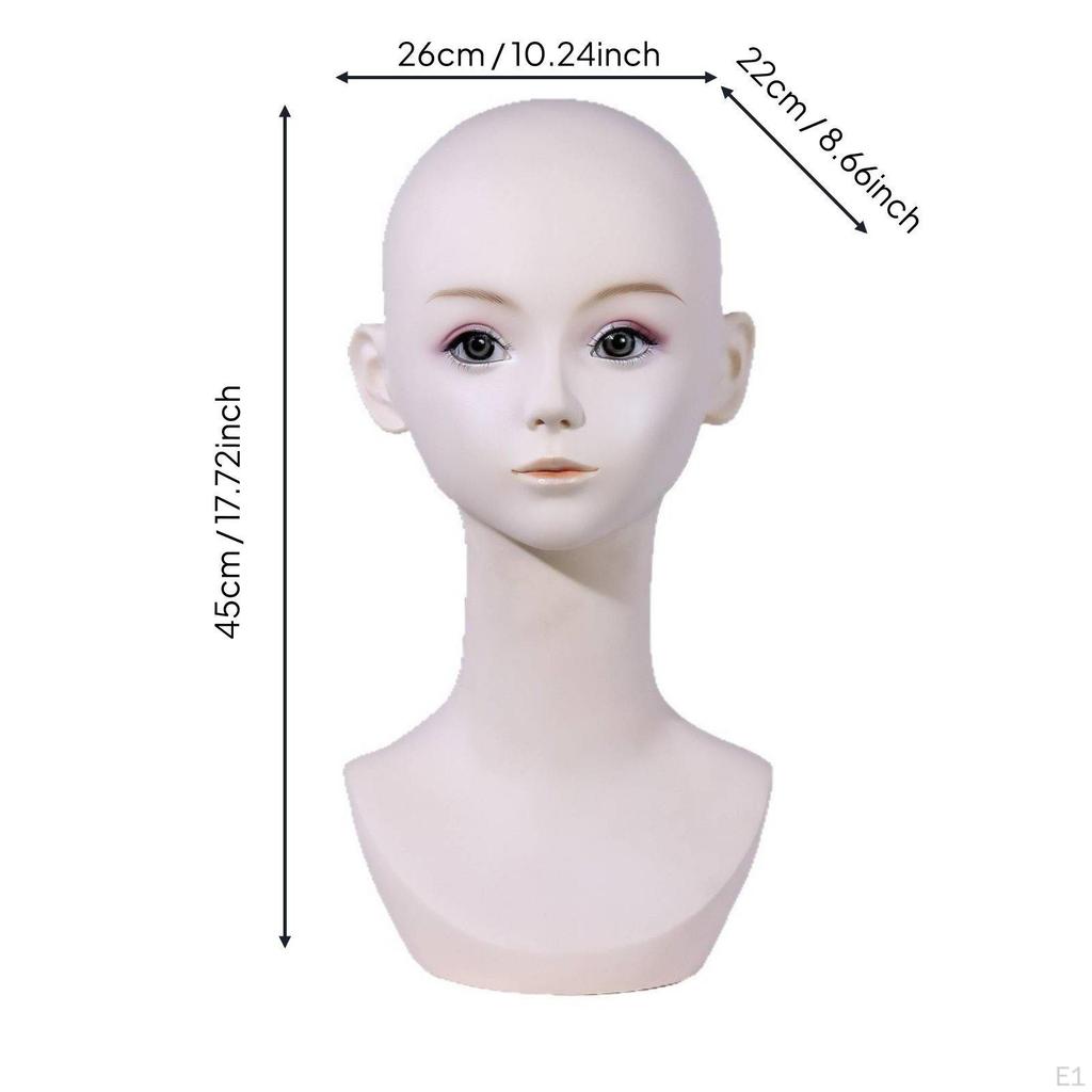Tête de Mannequin Femme Accessoire Photo Perruque Présentoir Buste Visage Réaliste pour