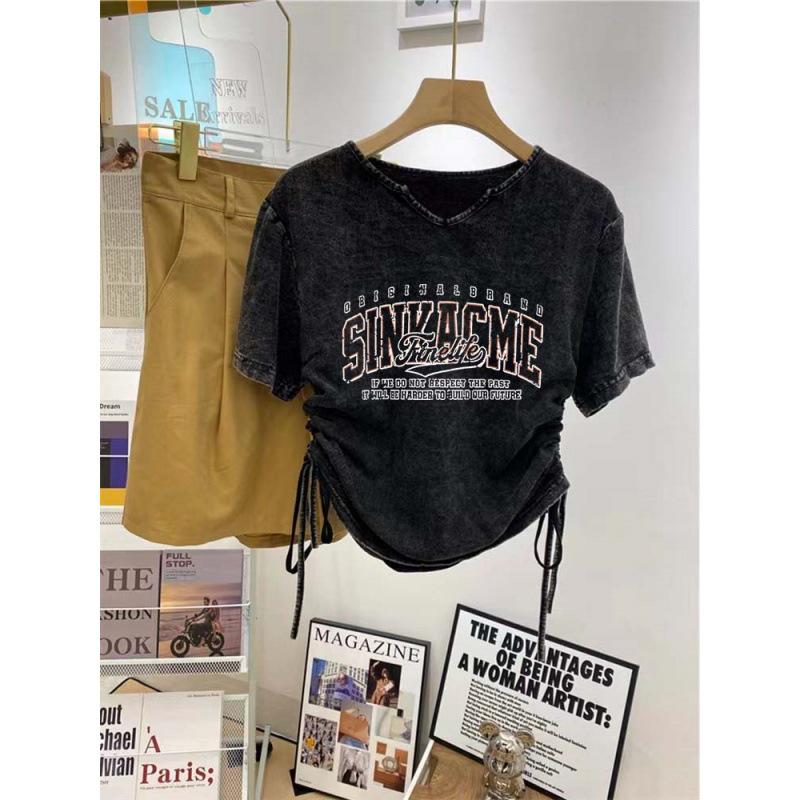 Distressed High Street Print Short Sleeve Pure Cotton Women's T-shirt – Summer 2025 National Tide Collection