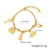 Vintage-Inspired Rhinestone Pendant Charm Bracelet Women 18K Gold Plated Titanium Steel Hypoallergenic Fade-Resistant