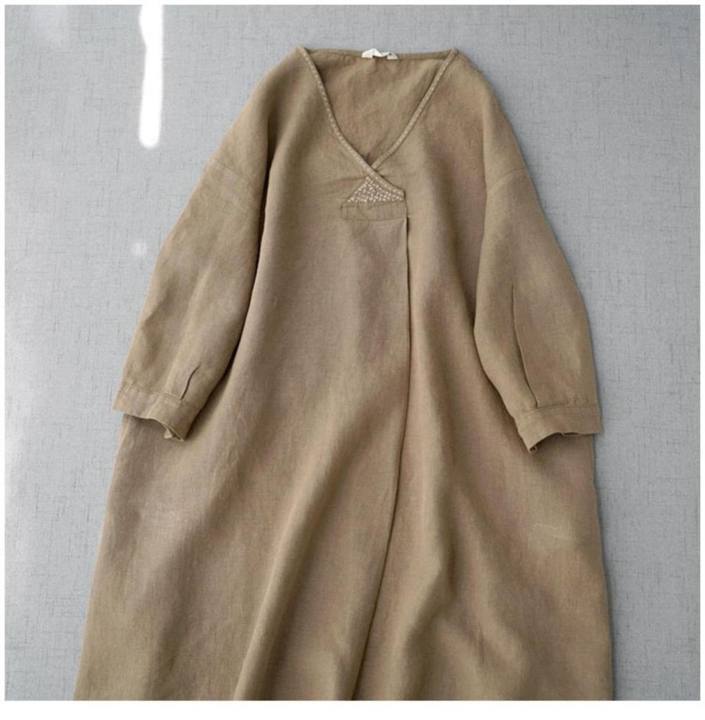 Women's Plus Size V-Neck Short Sleeve Linen Dress - Summer 2026