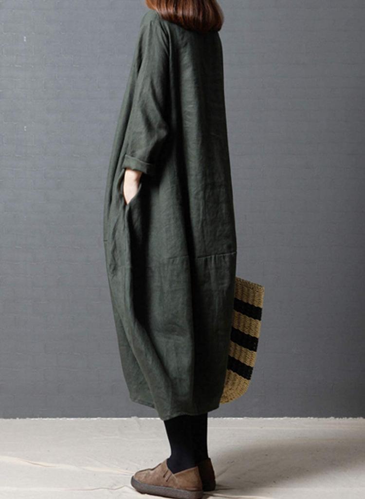 Winter Long Dress for Women Maxi Plus Relaxed Cotton Travel [JINJUDUO] Long-Sleeved Spring, Autumn, - Tunic, Length, Sizes, Fit, Linen,
