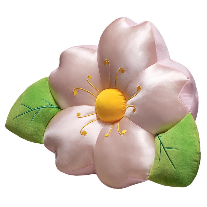 Cherry Blossom Flower Backrest Pillow - Ice Silk Decor Cushion for Sofa or Bay Window, Summer Girlish Design.