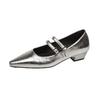 Retro low-heeled Mary Jane women's shoes, new pointed thick heels, shallow mouth temperament commuting single shoes women
