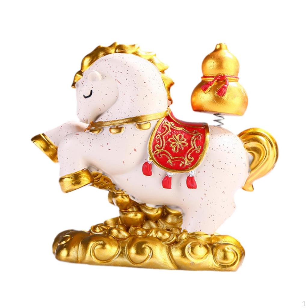 Figurine, Small Horse Sculpture, Animal Figure, Resin Feng Shui Ornament, Creative Craft with Fine