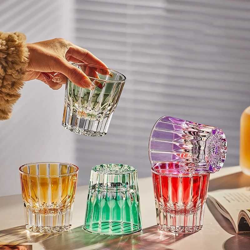 Hiseman Colorful Crystal Glass Cup Whiskey Tumbler Ins Starry Wine Glass High Value