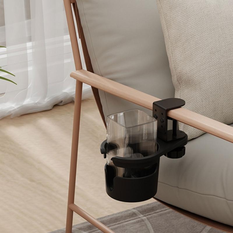 Universally Desk Beverage Holder Nonslip Designs for Secure Cup Placement Adjustable Rotating Table Drink Holder Clamp