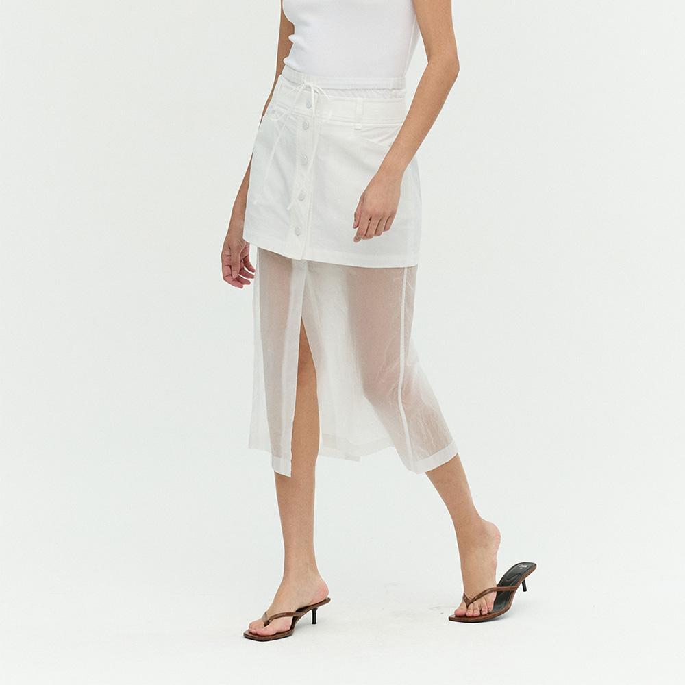 Ibiem Front Button See-Through Long Skirt Emp7Esk010