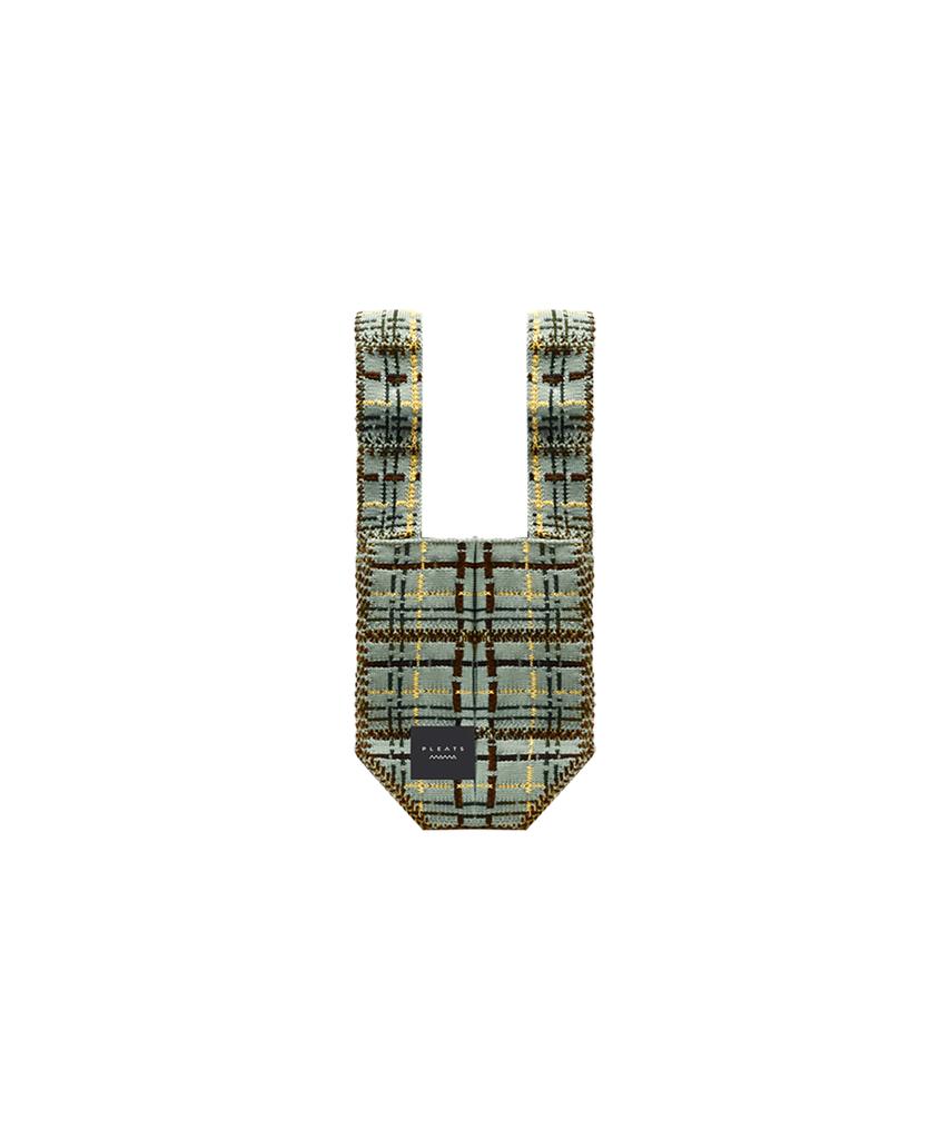 Pleatsmama Tweed Mini Tote Bag Pistachio