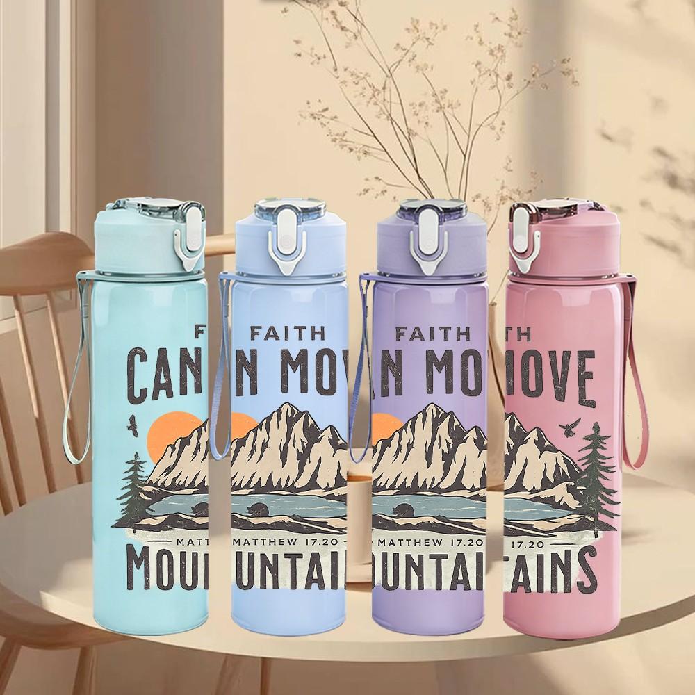 1PC Cat Can Move Mountains Quote Print 750ml Color Plastic Sports Water Bottle Leakproof Flip Straw Lid Suitable for Sports Office Home Use