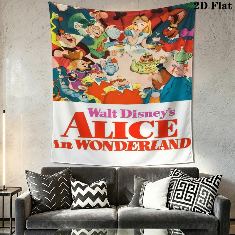 Alice Wonderland Spark Wall Hanging Printed Fabric Blanket Decorative Tapestries for Bedroom Living Room Home Decor