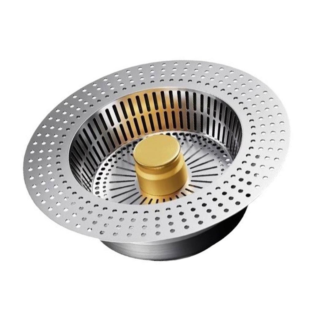 Gold Kitchen Sink Stoppers Sturdy Stainless Steel Drain Covers Plugs Filter for Efficient Debris Interception Use