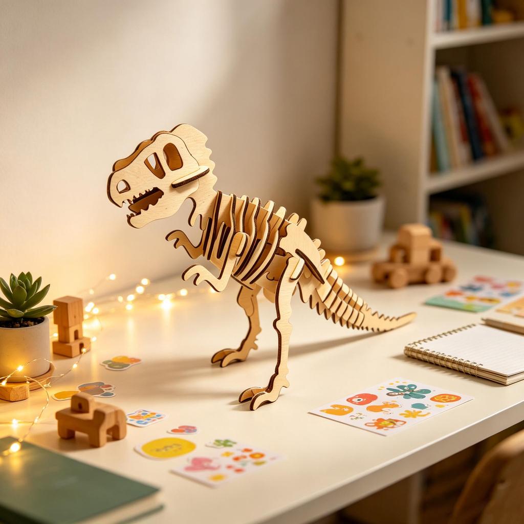 Tyrannosaurus Rex Wooden 3D Puzzle - DIY Hand-Assembled Educational Toy for Parent-Child Interaction
