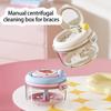 Portable Denture Cleaning Box Featuring Mirror Compartment Hand Cranked Retainer Organizers