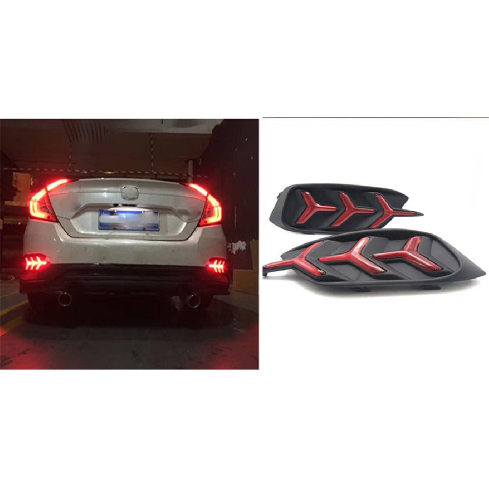 Y-Type Led Reflector Rear Bumper Tail Brake Lamp For Honda Civic 2016 2017 Sedan
