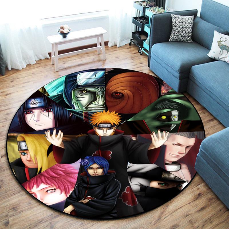 Famous Cartoon NARUTO Protagonist Uzumaki Naruto Round Carpet Soft Home Decoration Anti-slip Door Mat Outdoor Picnic Mat Carpet M7