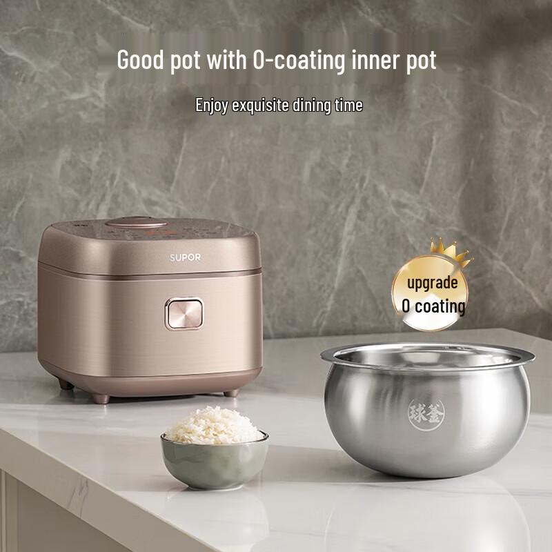 SUPOR 4L 0-Coating Stainless Steel Smart Rice Cooker CN plug (adapter included)